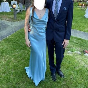 Vintage silk bridesmaid dress satin formal light blue